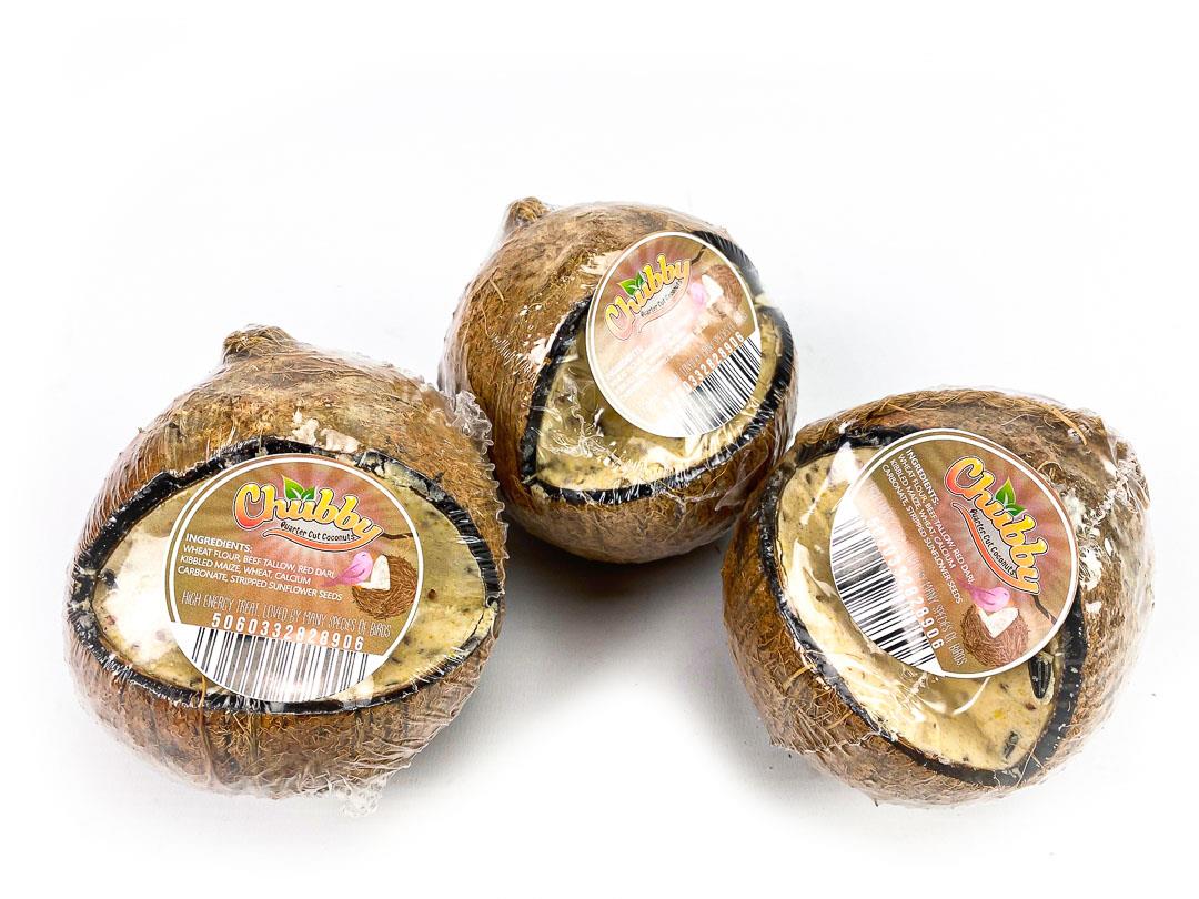 Chubby Wild Bird Food Quarter Cut Whole Filled Coconut