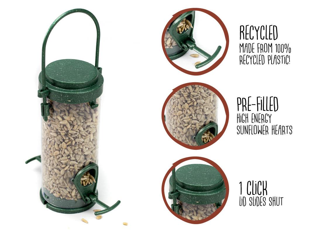 Chubby Pre-Filled Sunflower Hearts Recycled Feeder