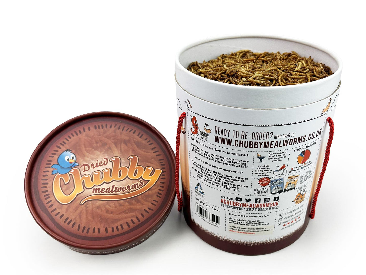1.5Kg Tub High Quality Chubby Dried Mealworms for Wild Birds