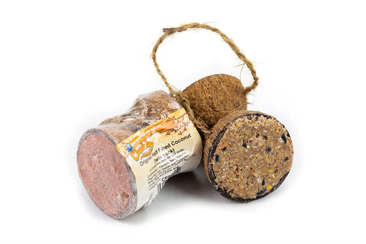 Chubby Dual Half Filled Coconut Feeder Mixed Seed & Berry