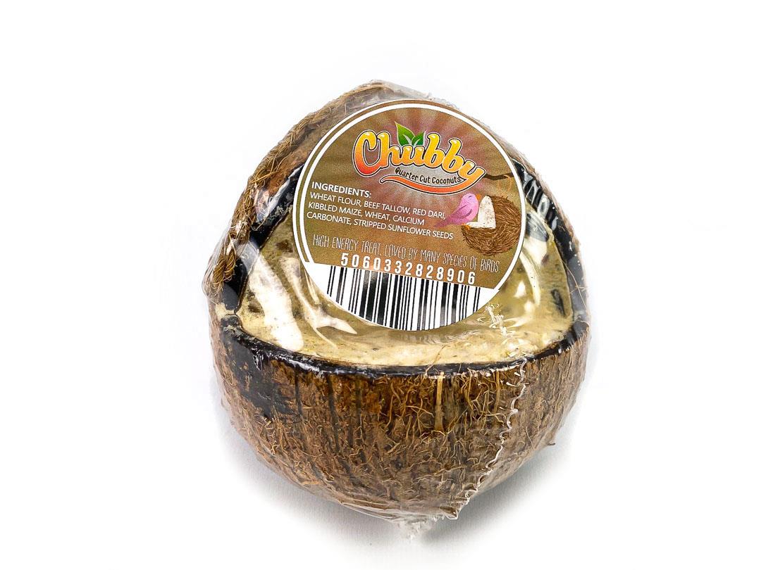 Chubby Wild Bird Food Quarter Cut  Whole Filled Coconut